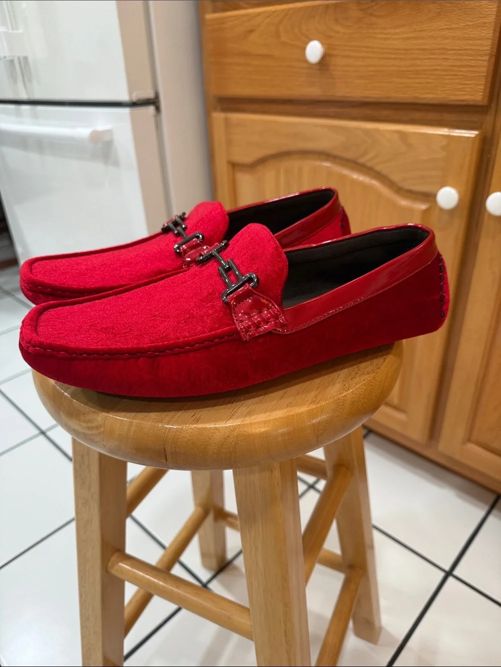 Amali Roberto Red Velvet Driving Moccasin Loafers Men’s Size 12